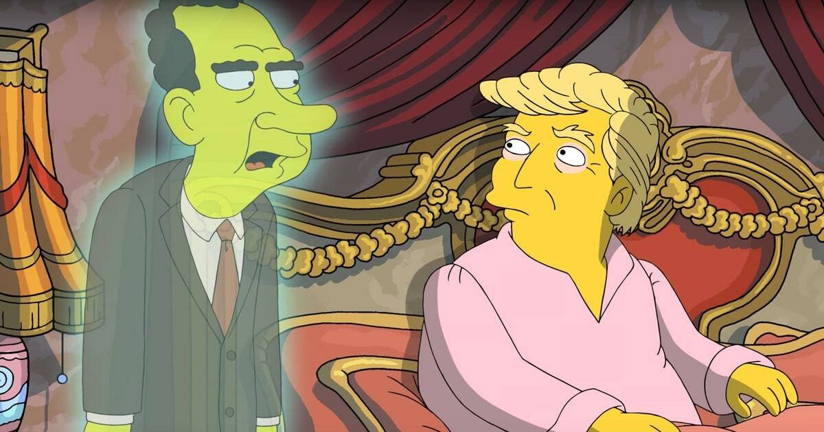 Fermoimmagine del video de I Simpson sul presidente Trump con il fantasma di Nixon