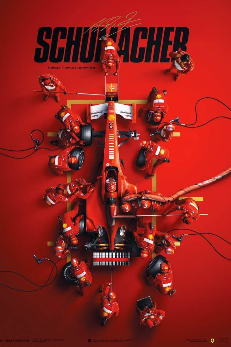 Il poster di Schumacher, dedicato al grande campione di F1
