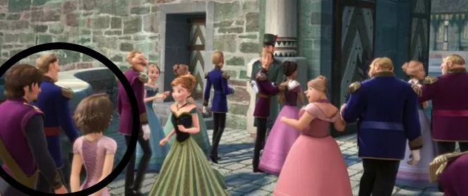 Rapunzel e Flynn all'incoronazione di Elsa