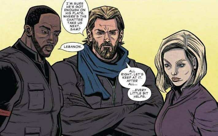 Falcon, Captain America e la Vedova Nera nel fumetto prequel di Infinity War