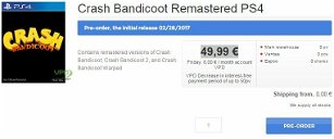 Copertina di Crash Bandicoot Remastered, la data di uscita su PS4 appare online