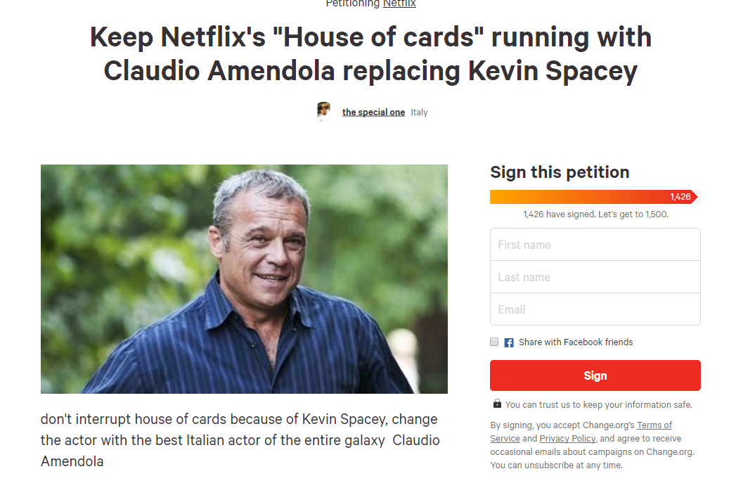 Claudio Amendola sulla petizione per sostituire Kevin Spacey in House of Cards