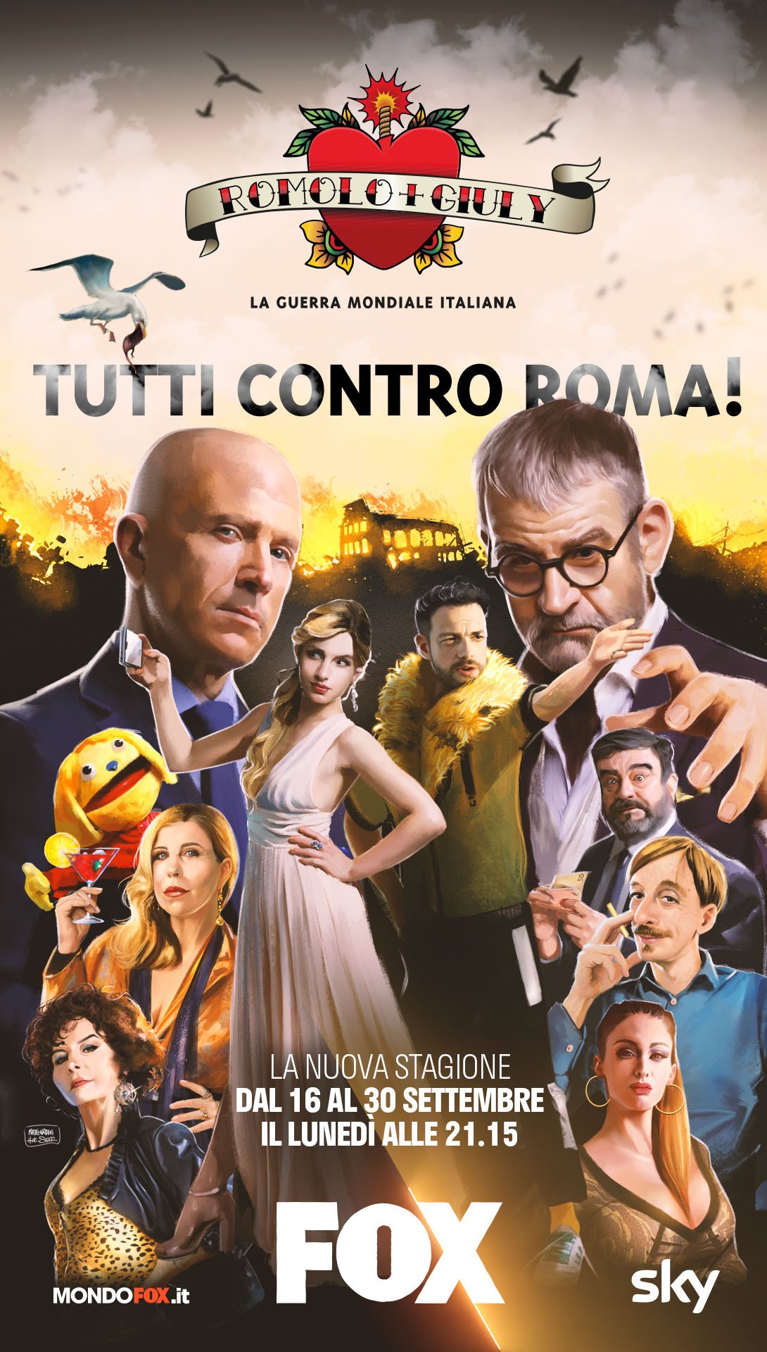 Il poster per la seconda stagione di Romolo e Giuly: la guerra mondiale italiana