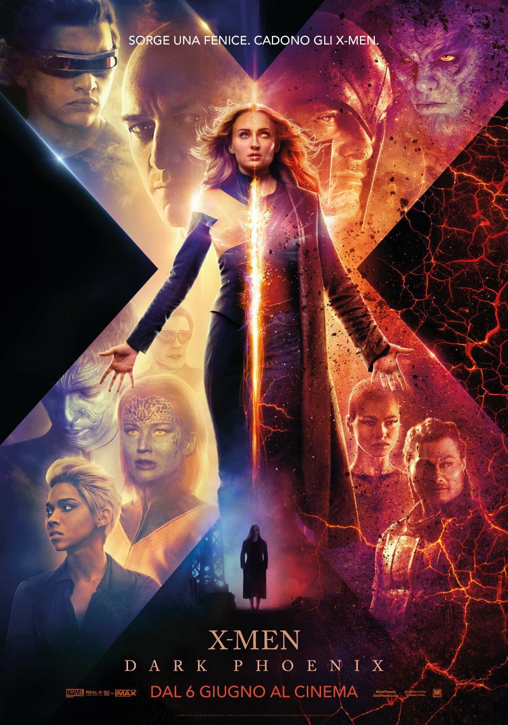 Fenice in primo piano nel poster italiano di X-Men: Dark Phoenix