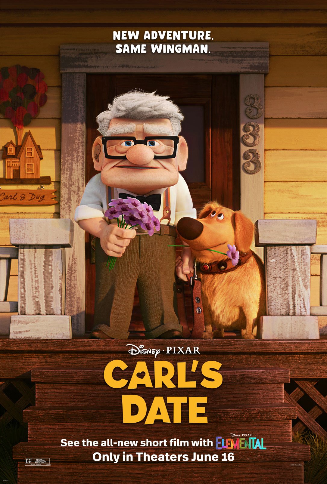 Carl e il suo cane nel poster di Carl's Date