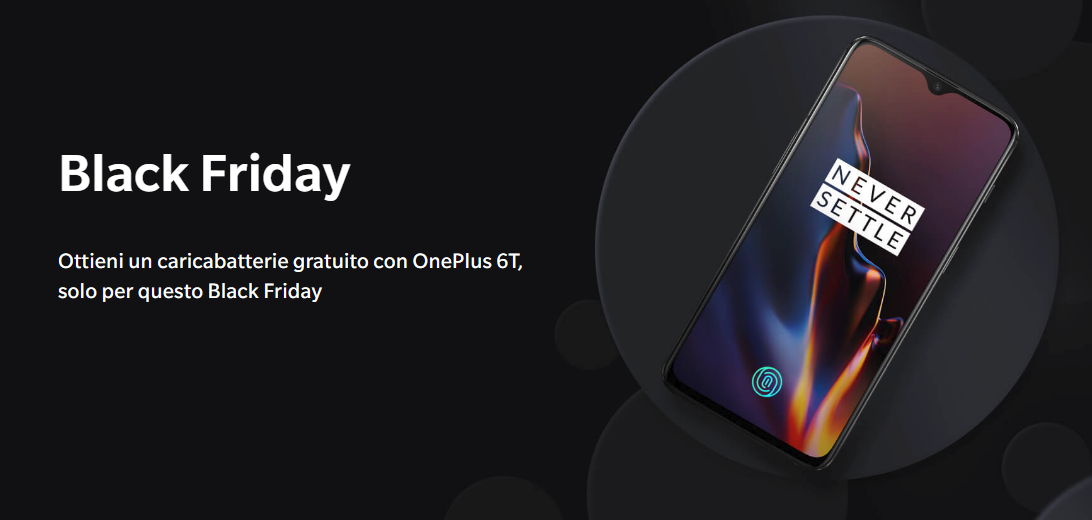 Screen della pagina web di OnePlus con l'offerta per Black Friday e Cyber Monday