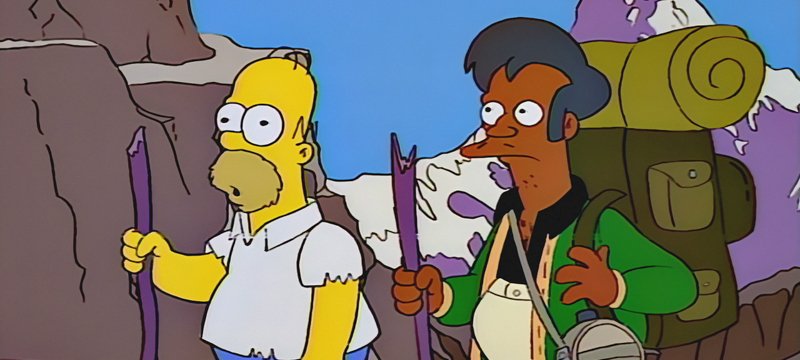 Il personaggio dei Simpson Apu insieme al mitico Homer