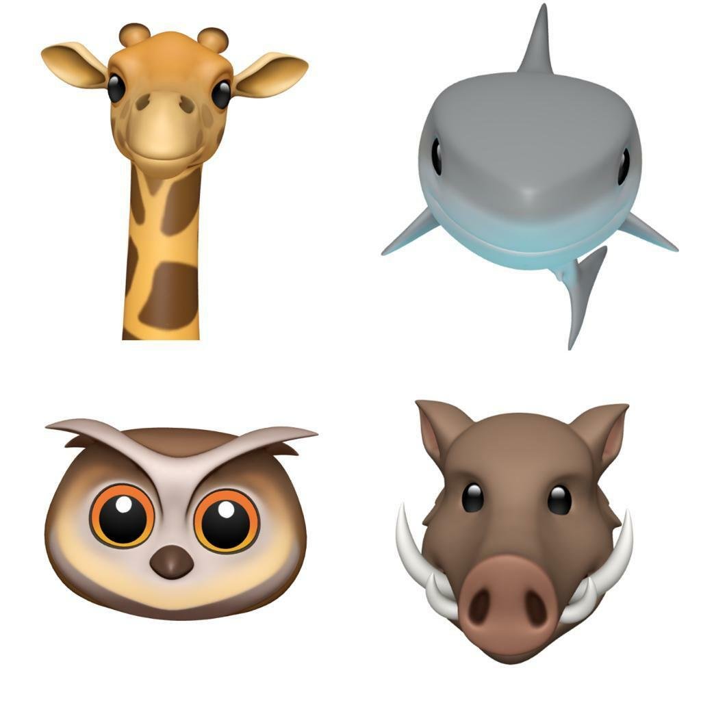 Le quattro nuove Animoji di iOS 12.2: giraffa, squalo, gufo e cinghiale