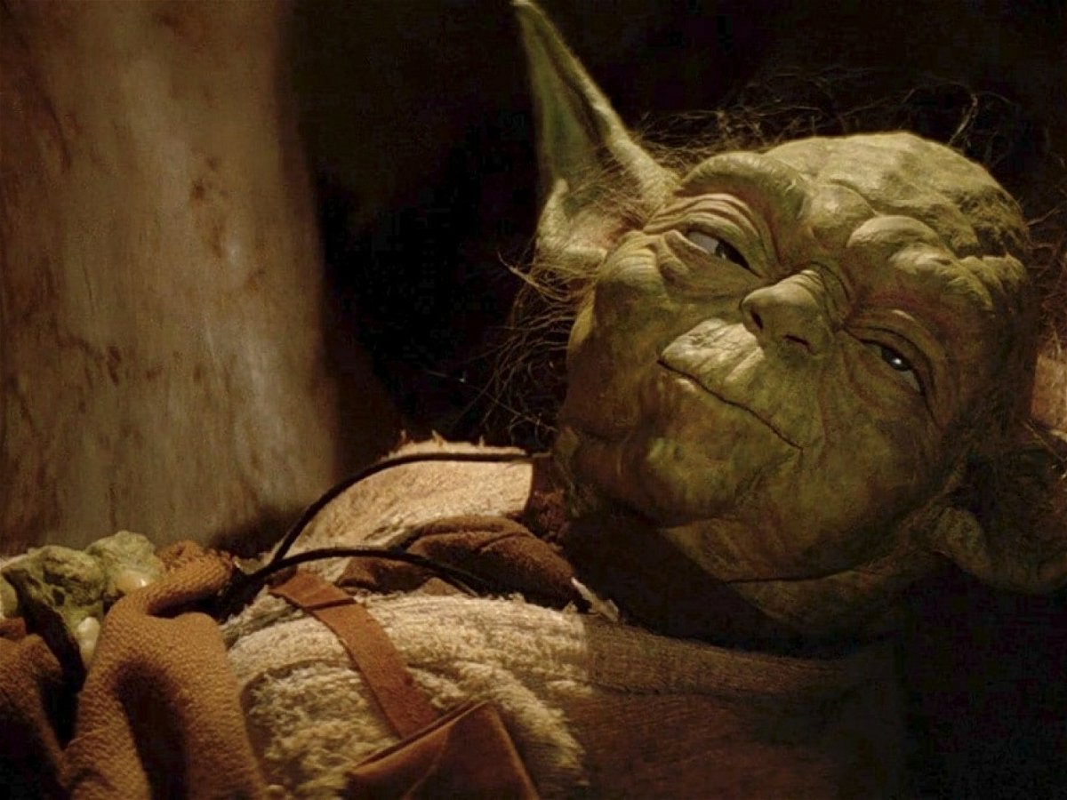 Yoda in una scena del film Il ritorno dello Jedi