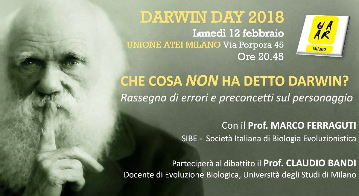 L'evento Darwin Day del 12 febbraio 2018 a Milano