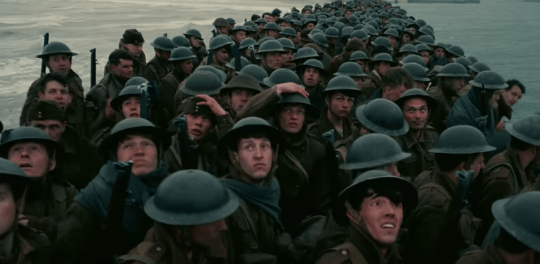 Una scena dal film Dunkirk, il war-movie di Christopher Nolan