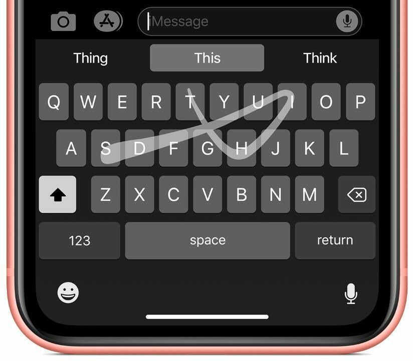 Immagine promozionale della tastiera QuickPath di iOS 13