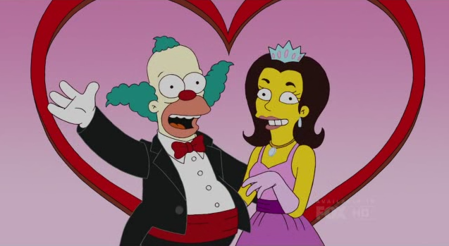 Krusty insieme all'ex moglie, la Principessa Penelope