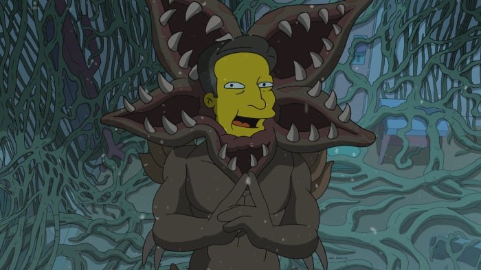 Il capo di Netflix Ted Sarandos nei panni del Demogorgone nell'episodio de I Simpson