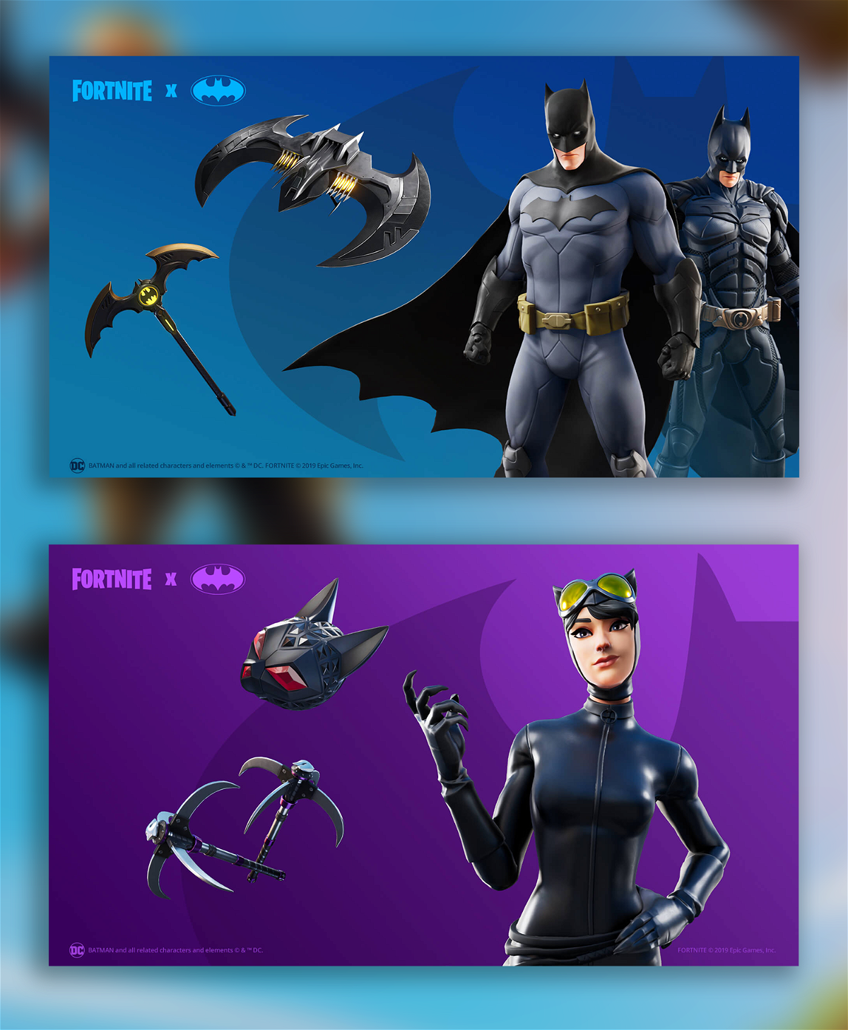 Le skin di Batman e Catwoman per l'evento Fortnite X Batman