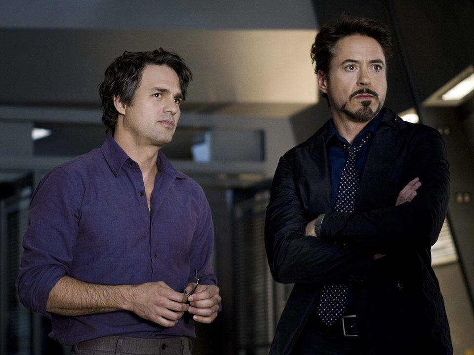 Mark Ruffalo e Robert Downey Jr. come Bruce Banner e Tony Stark in The Avengers