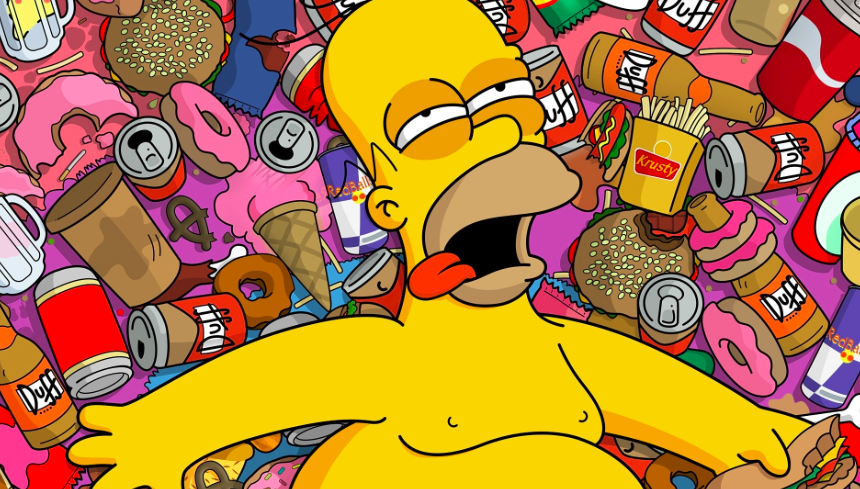 Homer Simpson in un letto di punk food