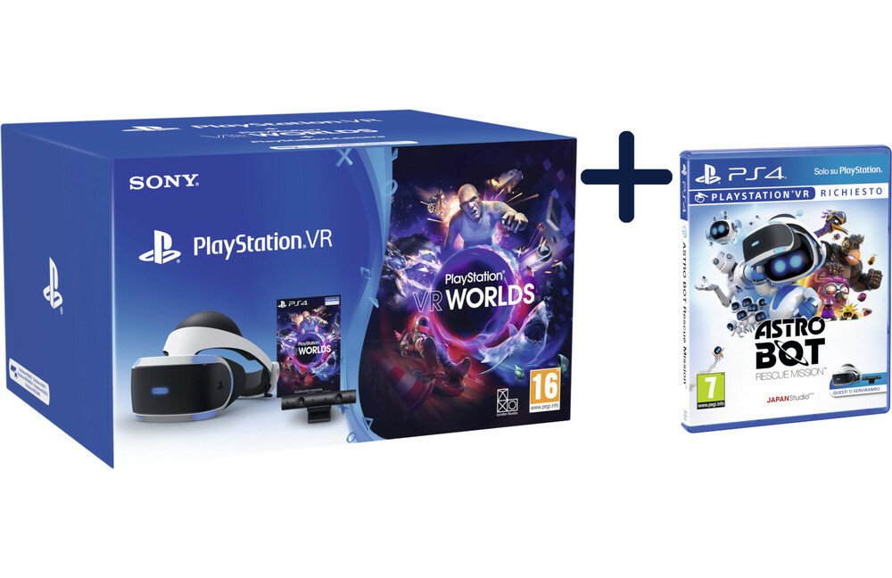 Immagine stampa di Sony PlayStation VR + Camera + VR Worlds (voucher) Occhiali immersivi FPV 610g Nero, Bianco