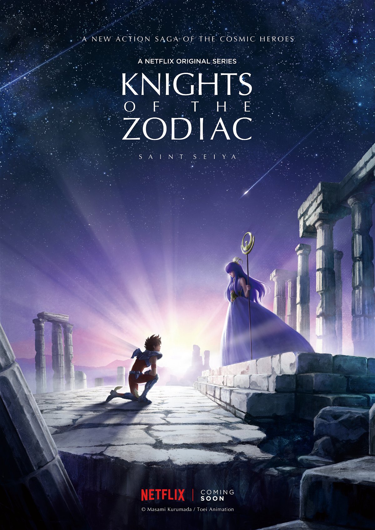 Seiya di Pegasus e la dea Atena nel teaser poster di Knights of the Zodiac: Saint Seiya