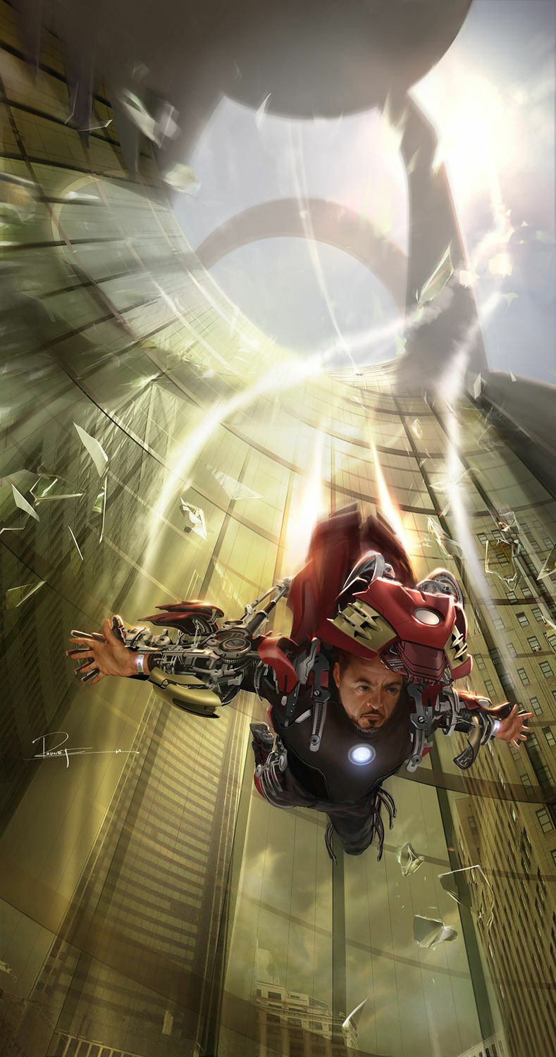 Tony Stark in volo dalla Stark Tower