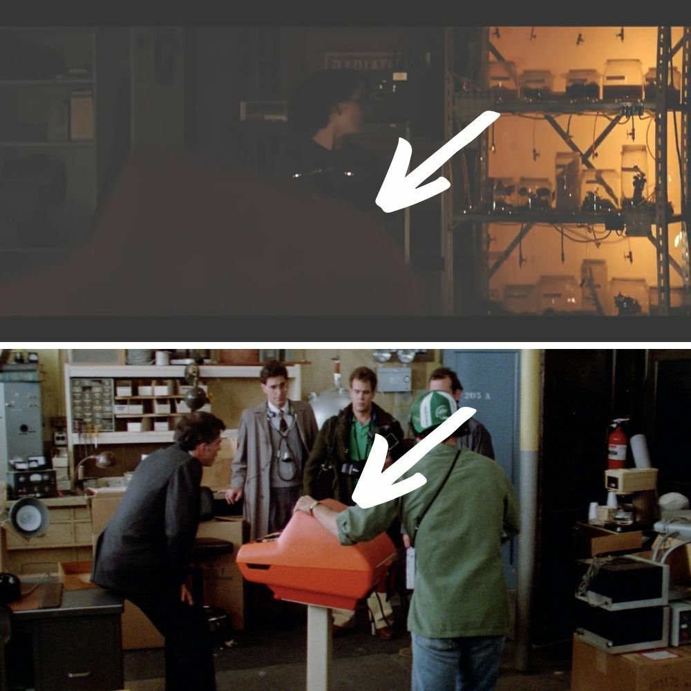 Sopra e sotto immagini da Ghostbusters e Ghostbusters 3 che presentano lo stesso oggetto