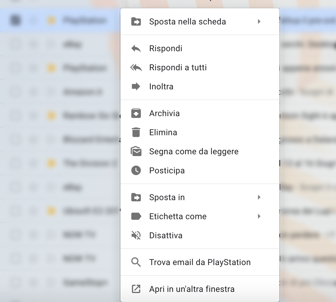 Le opzioni di Gmail per interagire con le email