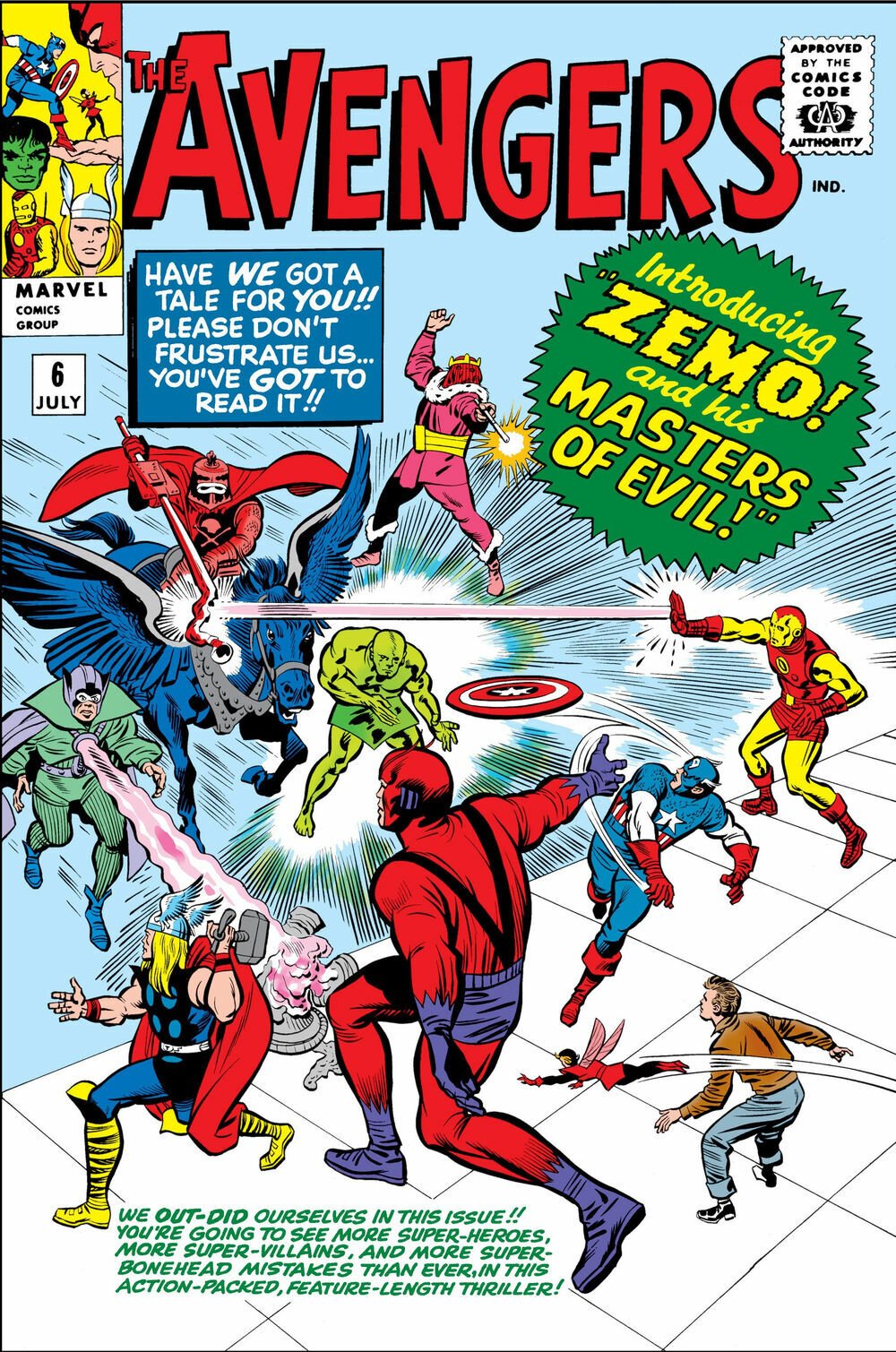 La cover di The Avengers numero 6 mostra i Signori del male contro i Vendicatori