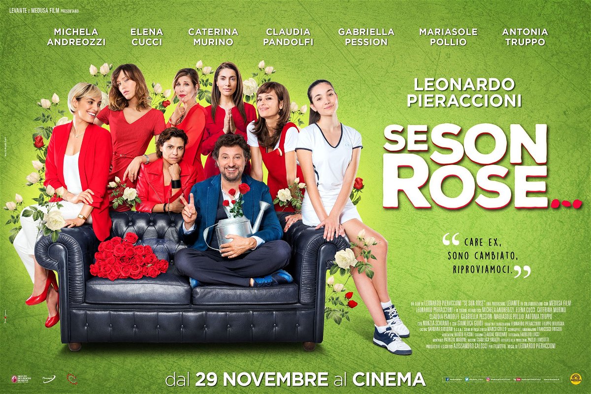 Leonardo Pieraccioni e le protagoniste di Se Son Rose... nel poster del film