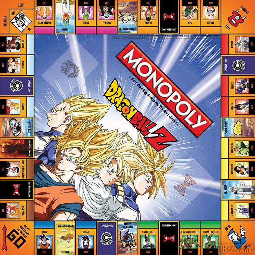 La superficie di gioco di Monopoly DragonBall Z