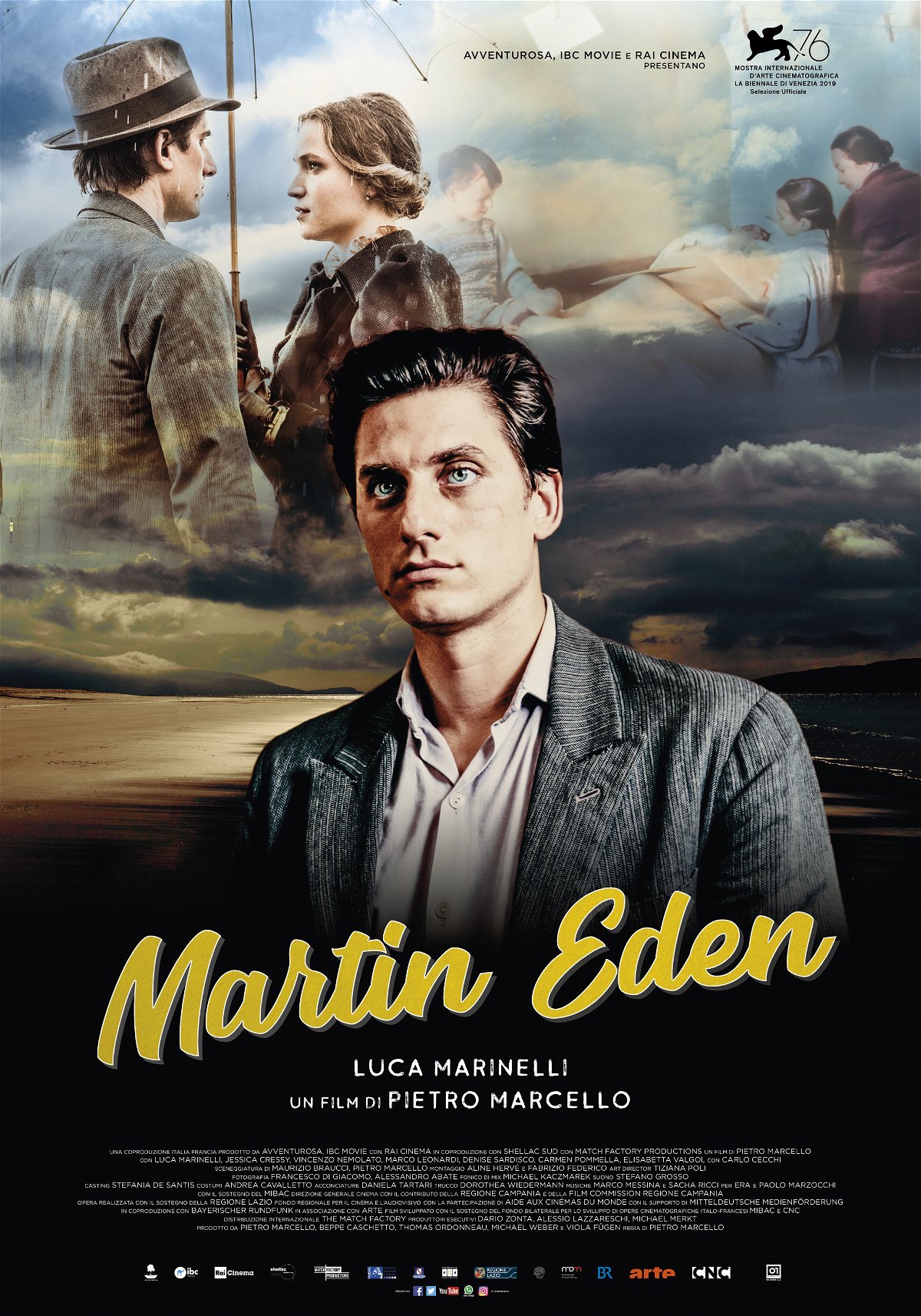 Luca Marinelli nel poster ufficiale di Martin Eden