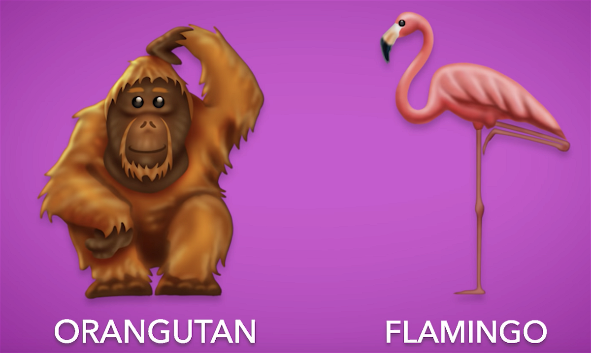 Le nuove emoji dell'orango e del fenicottero