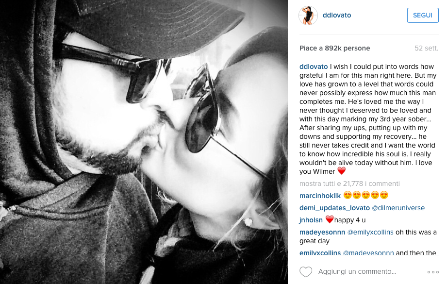 Demi Lovato e il suo fidanzato su Instagram