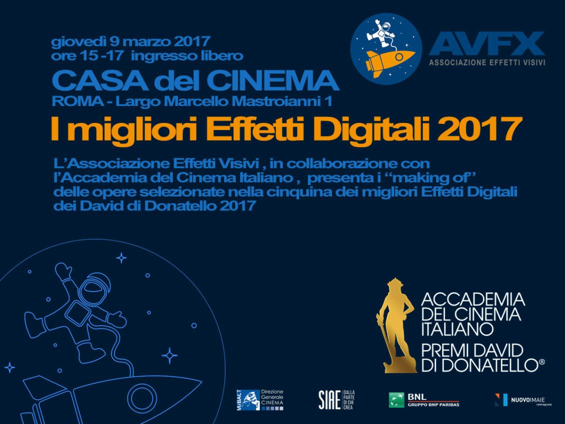 I migliori effetti digitali 2017: giovedì 9 marzo 2017 alla Casa del Cinema di Roma