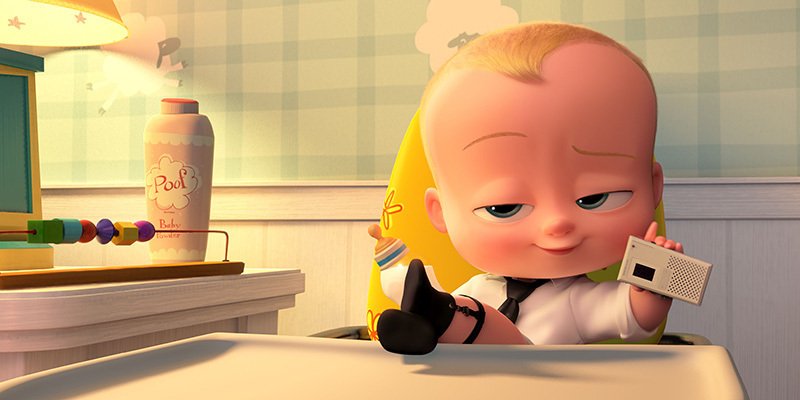Una scena di Baby Boss, con il protagonista seduto in cucina