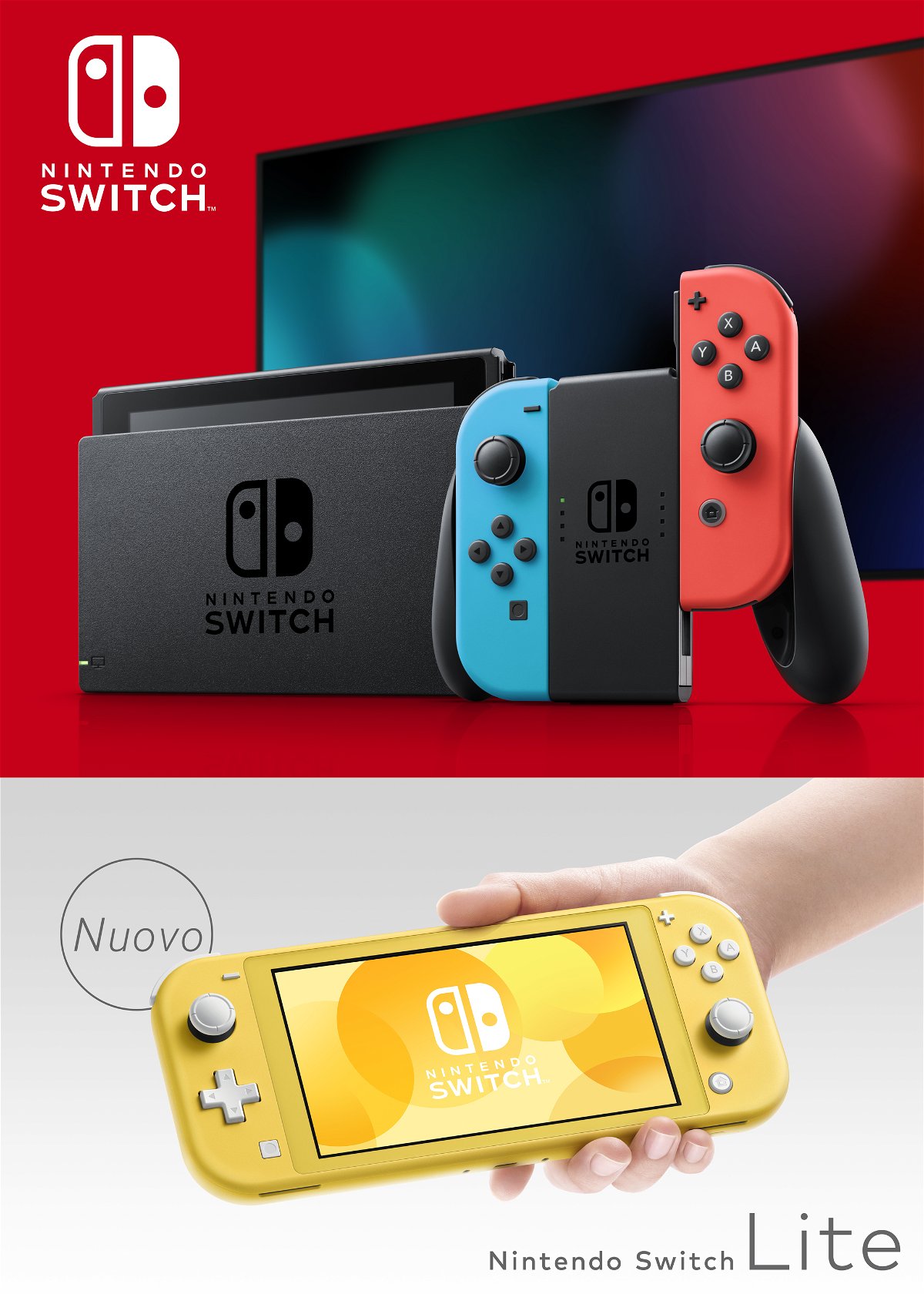 Nintendo Switch e Nintenod Switch Lite, che compongono la famiglia di console Switch