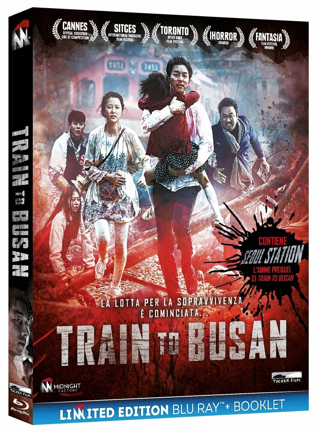 La cover italiana tutta rossa con scritte insanguinate di Train to Busan