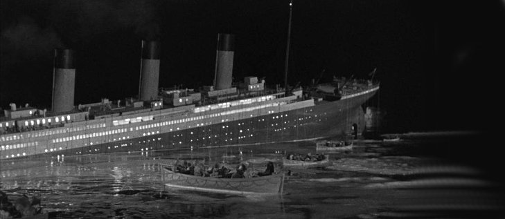 Una scena del film La Tragedia del Titanic