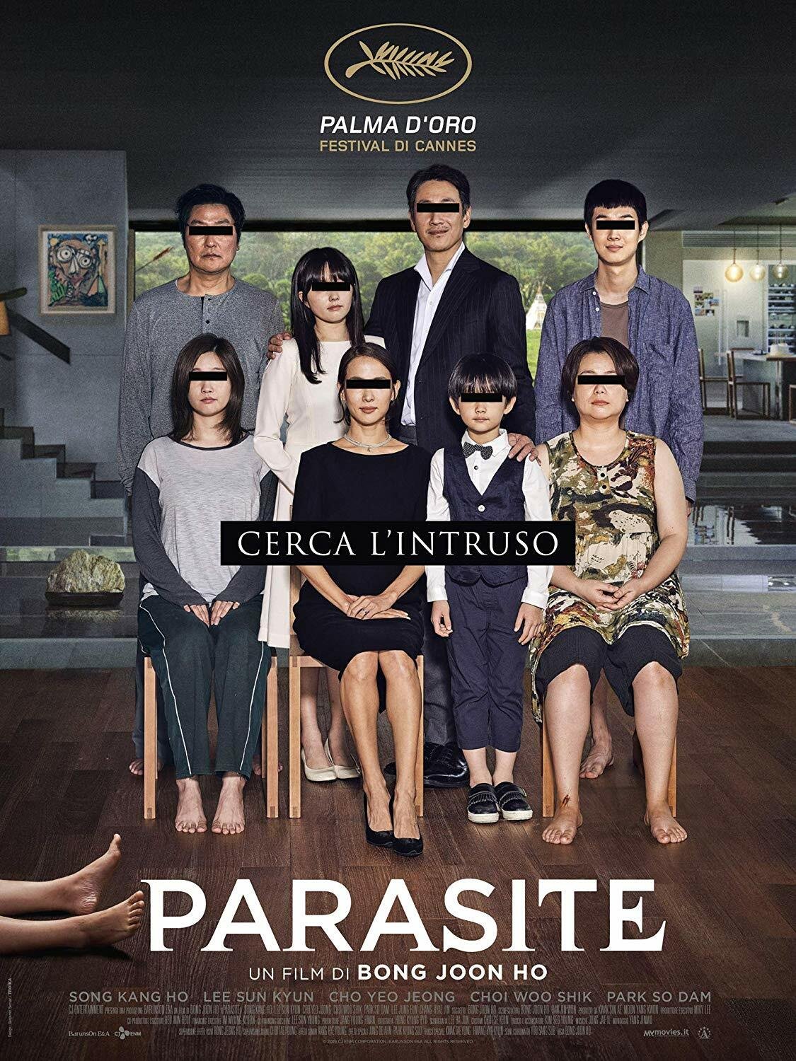 Il cast nella copertina del cofanetto Blu-ray di Parasite