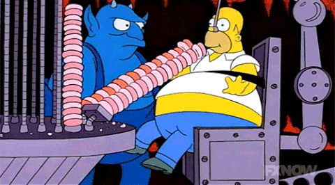 Homer turba il diavolo continuando a mangiare ciambelle all'infinito