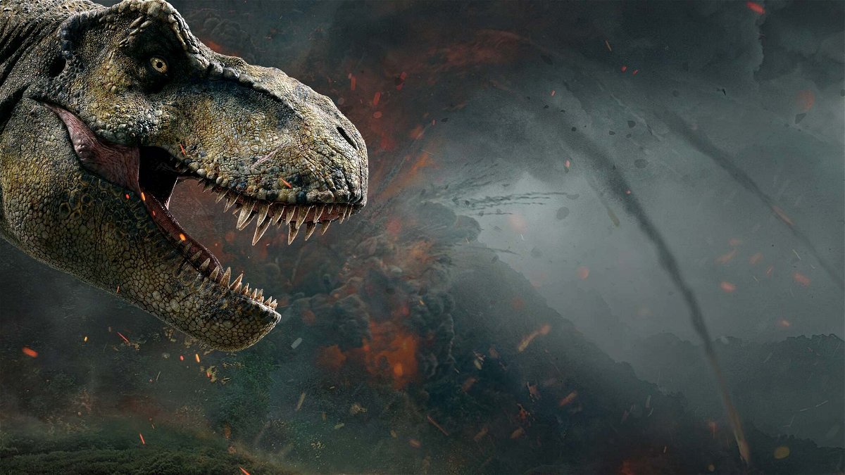 Il muso del Tirannosauro in un poster promozionale del film