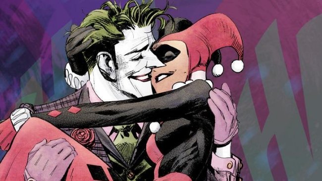 Bacio di Joker e Harley Quinn a fumetti