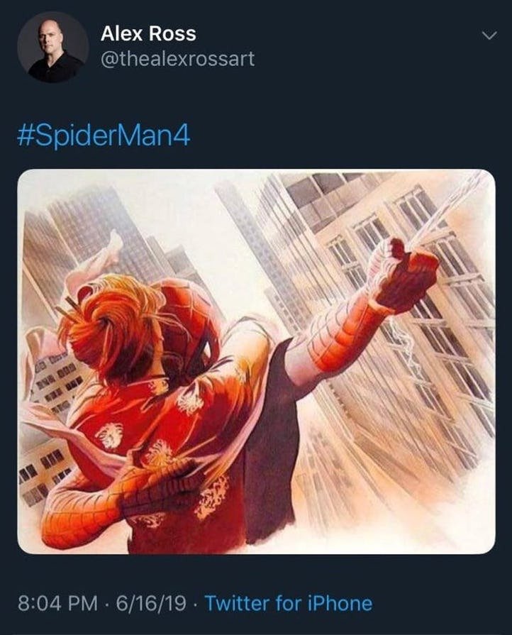 Il tweet (poi rimosso) di Alex Ross su Spider-Man 4 in versione cartacea