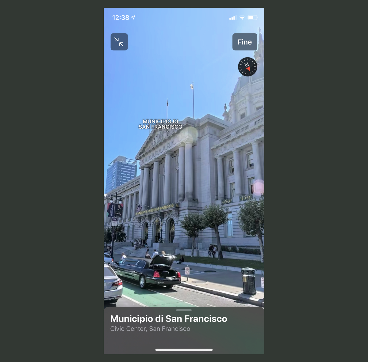 Il Municipio di San Francisco visto dalle Mappe di Apple con iOS 13