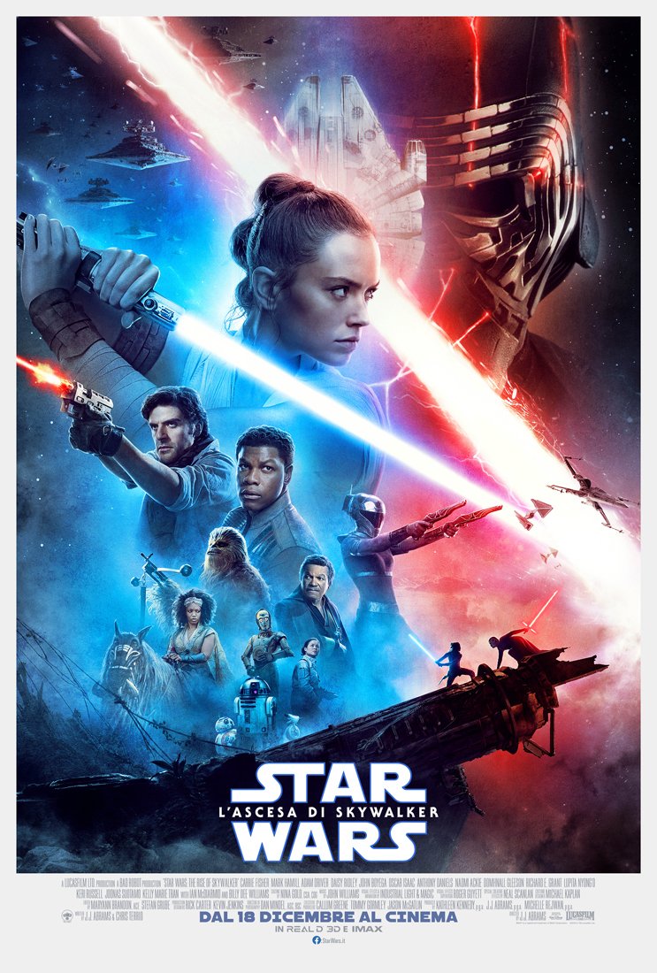 Poster italiano di Star Wars: l'Ascesa di Skywalker coi personaggi del film