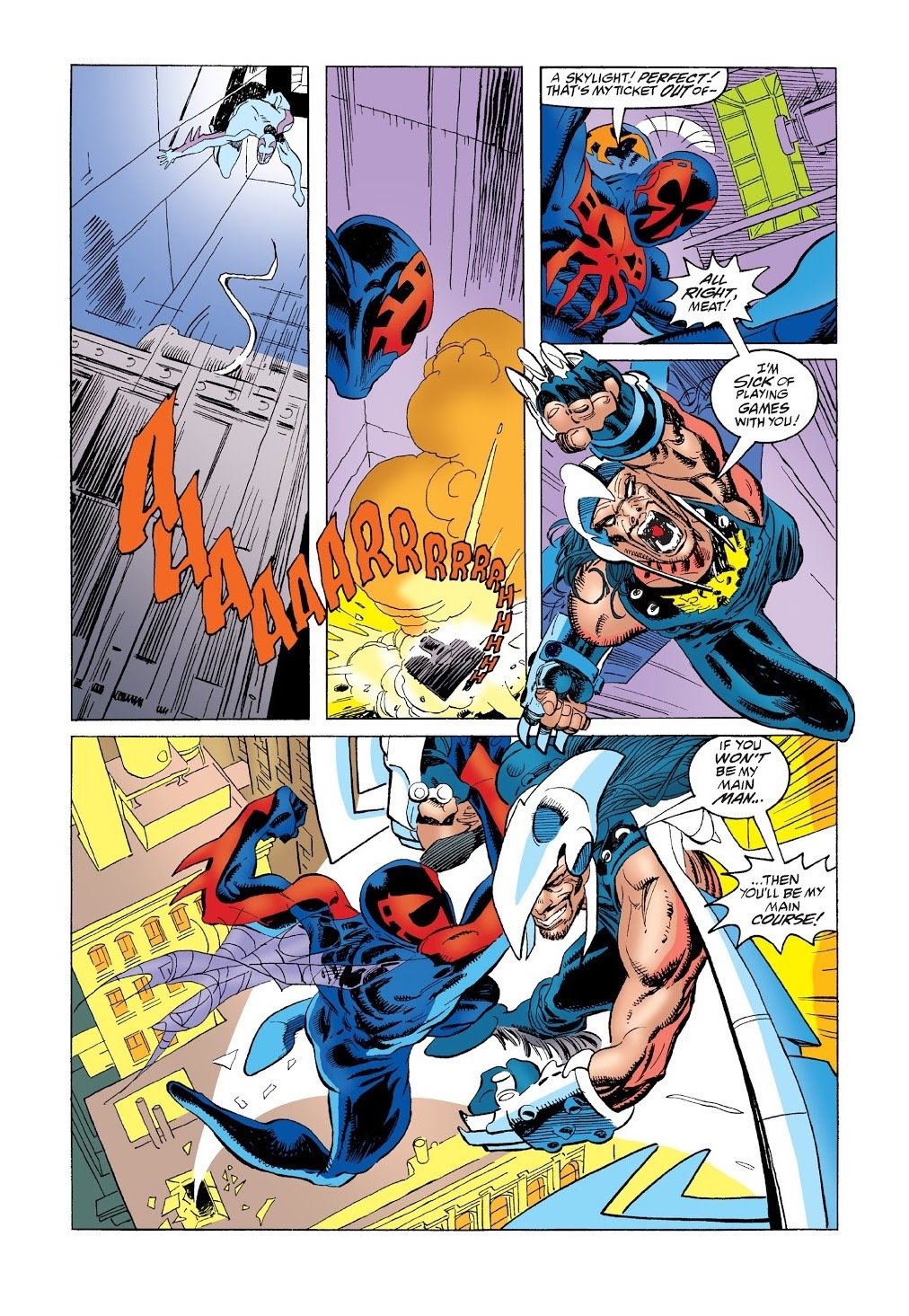 Spider-Man del futuro contro l'Avvoltoio del 2099