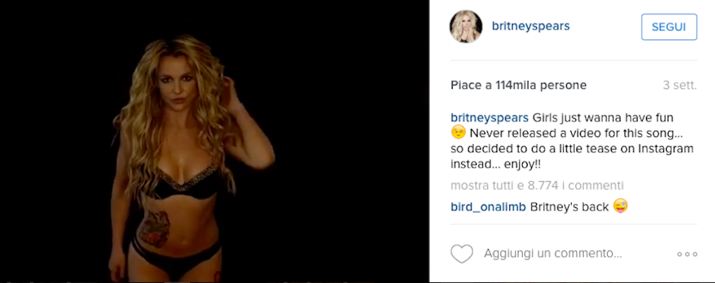 Foto di Britney Spears in intimo su Instagram