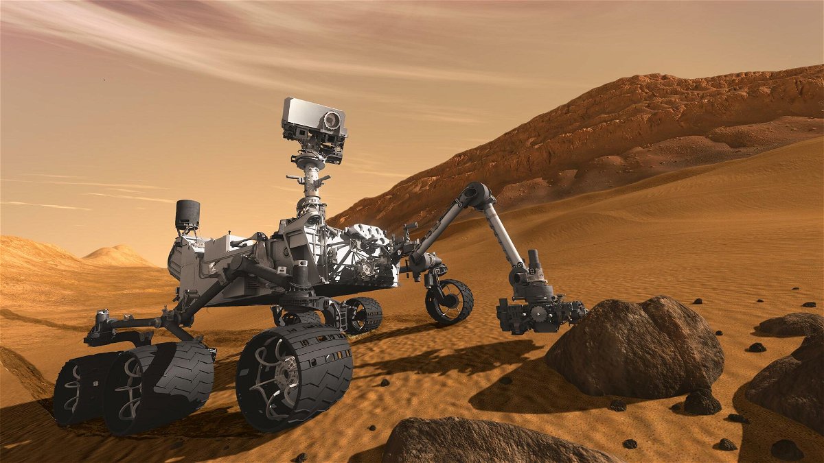 Una ricostruzione virtuale del rover Curiosity su Marte