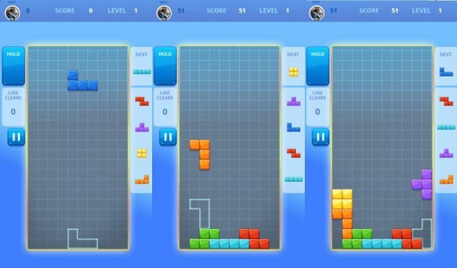 Schermata del gioco Tetris su Messenger di Facebook