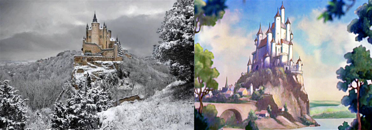 L’Alcázar di Segovia e il castello del film Biancaneve e i sette nani a confronto