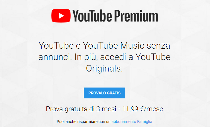 L'offerta di YouTube Premium